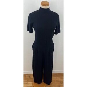 St. John Santana Knit Jumpsuit One Piece Romper Black Gold Buttons Women's 6
